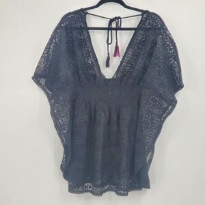 ♤♤ Xhilaration Black Crochet Lace Swim Coverup Size Medium